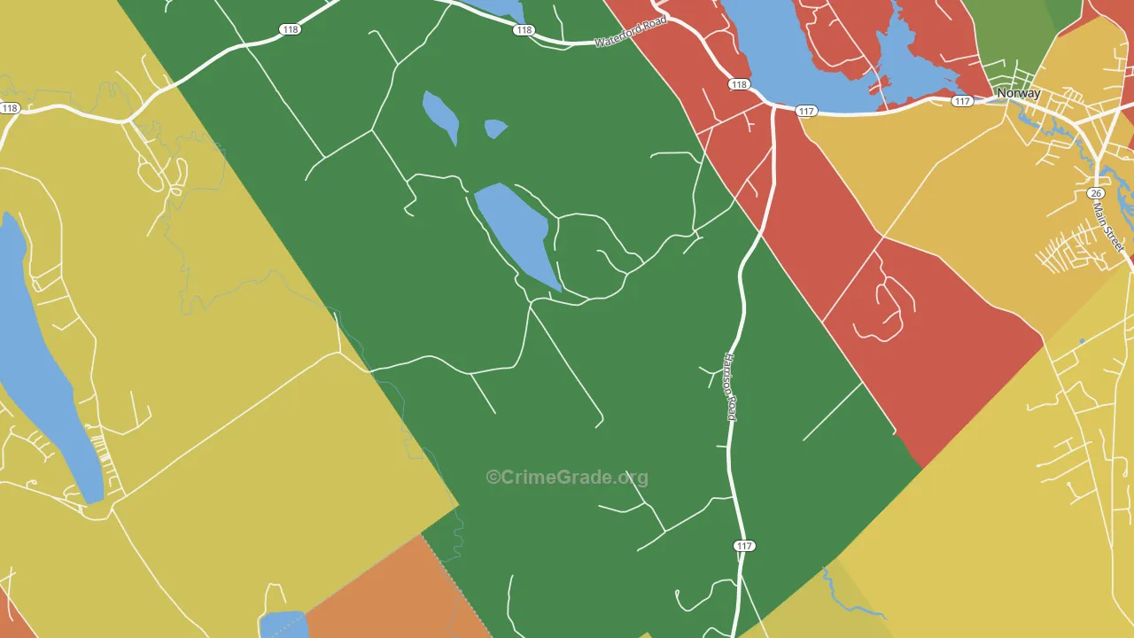 Norway Lake, ME Map of Arson Rates