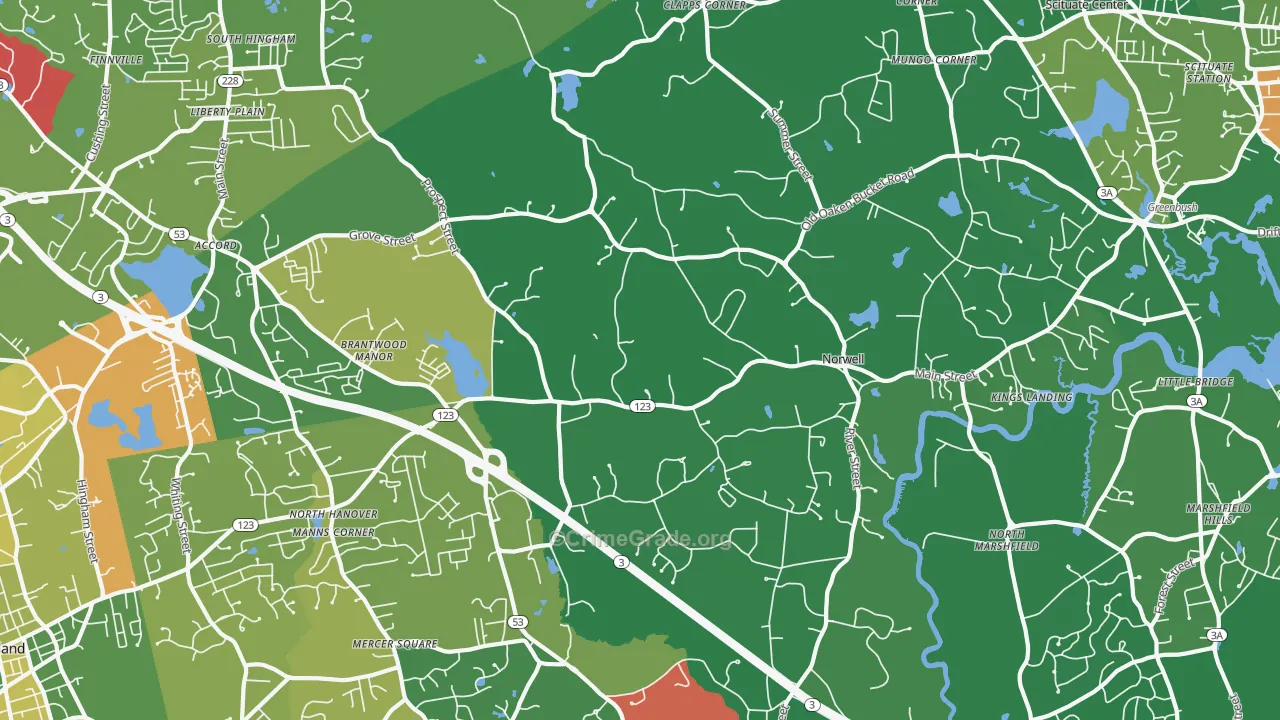 Norwell, MA Map of Arson Rates