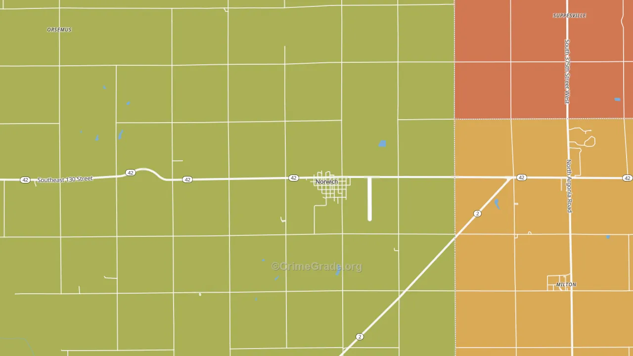 Norwich, KS Map of Arson Rates
