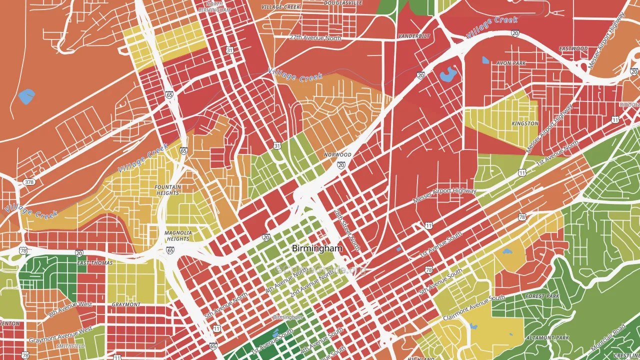 Norwood, Birmingham, AL Map of Arson Rates