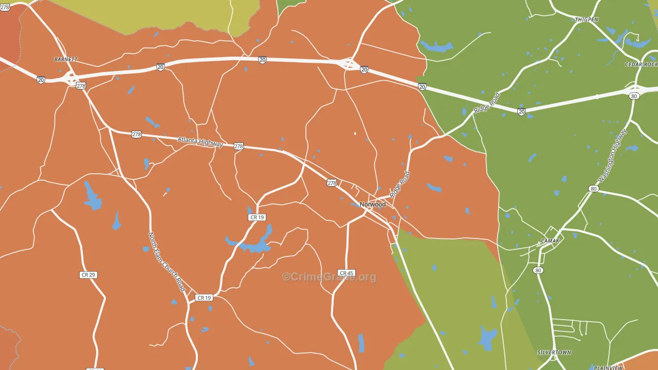 Norwood, GA Map of Arson Rates