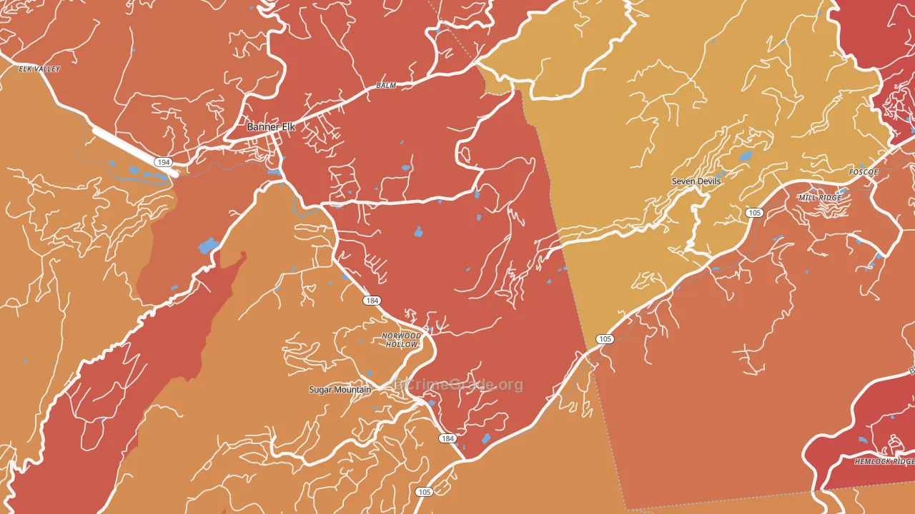 Norwood Hollow, NC Map of Arson Rates