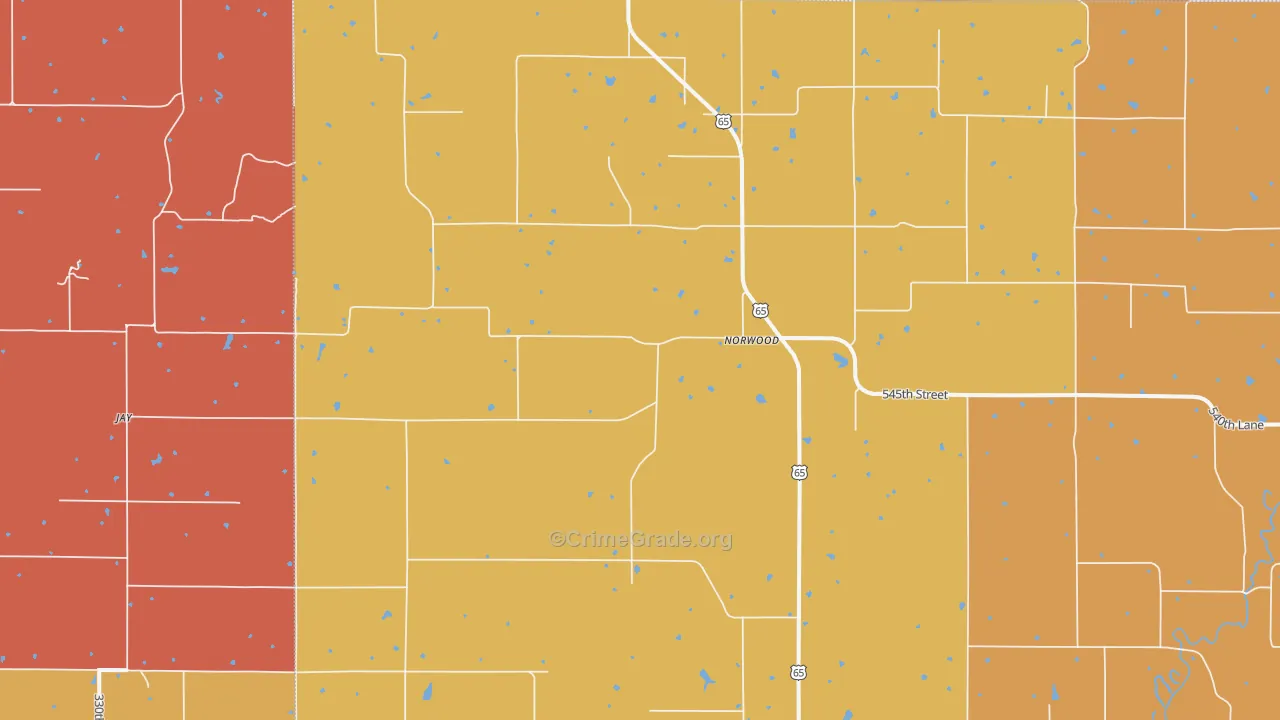 Norwood, IA Map of Arson Rates