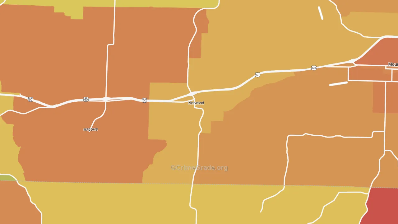 Norwood, MO Map of Arson Rates