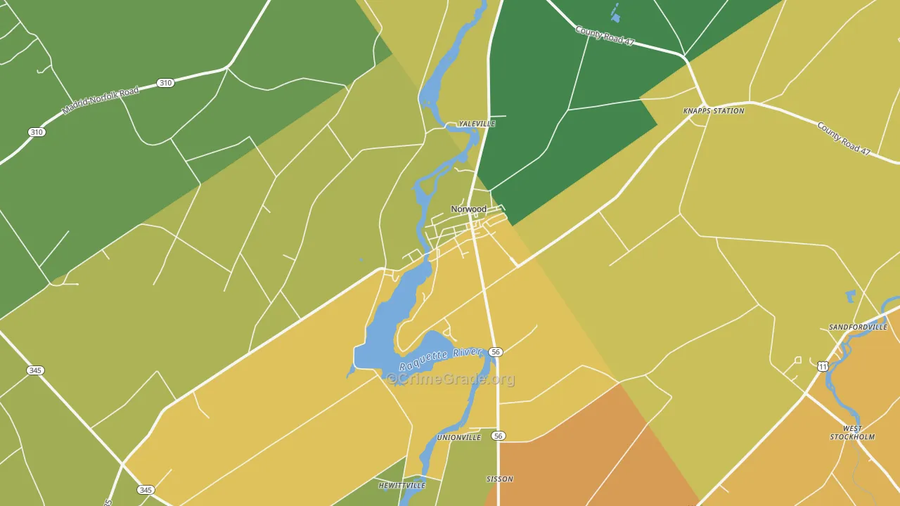 Norwood, NY Map of Arson Rates