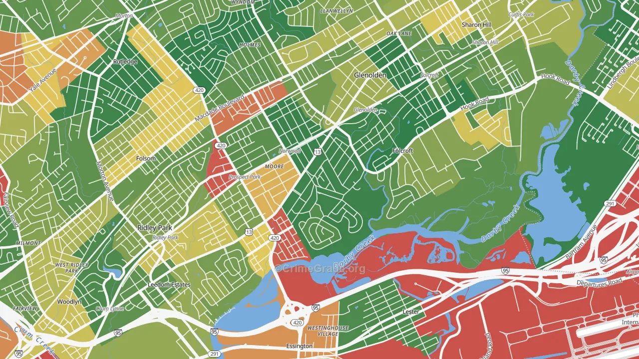 Norwood, PA Map of Arson Rates