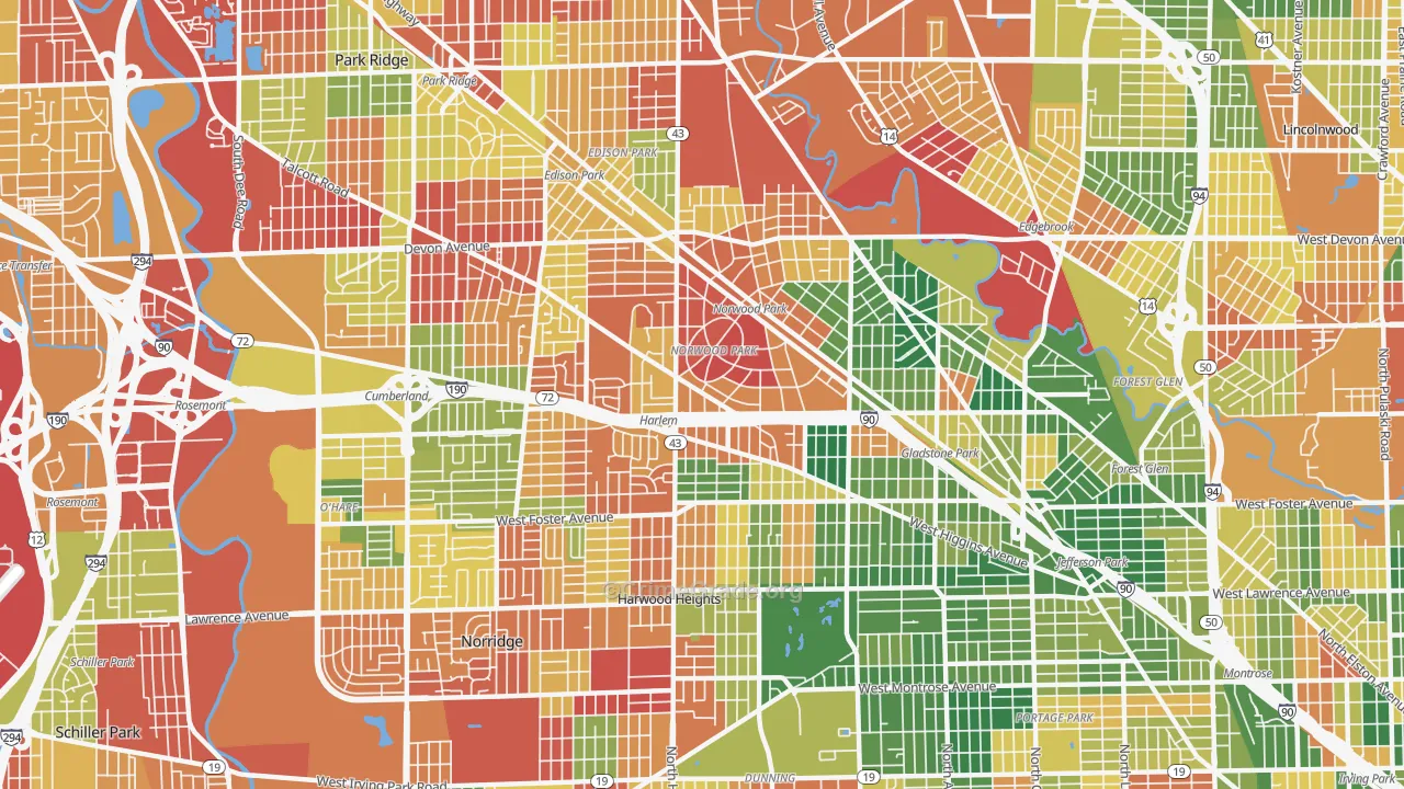 Norwood Park, Chicago, IL Map of Arson Rates