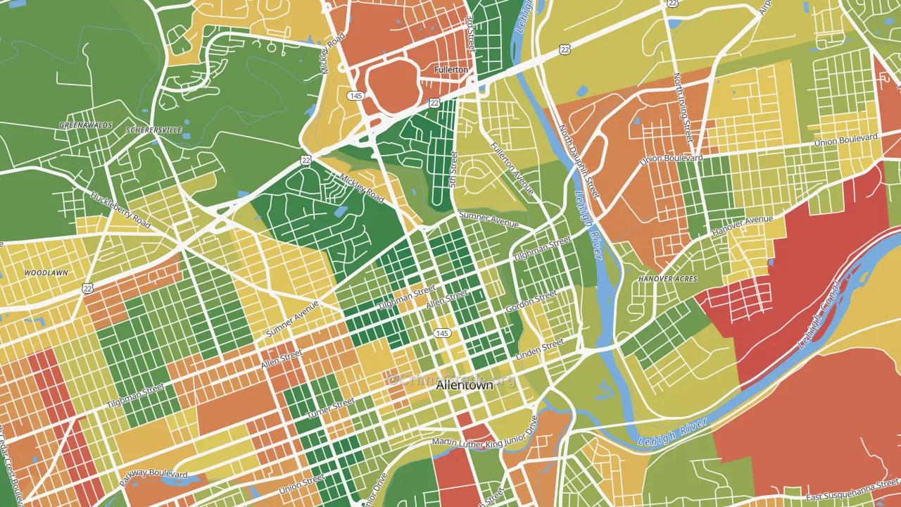 NoTi, Allentown, PA Map of Arson Rates