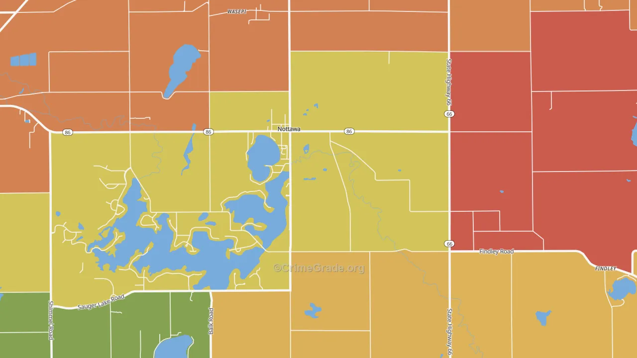 Nottawa, MI Map of Arson Rates