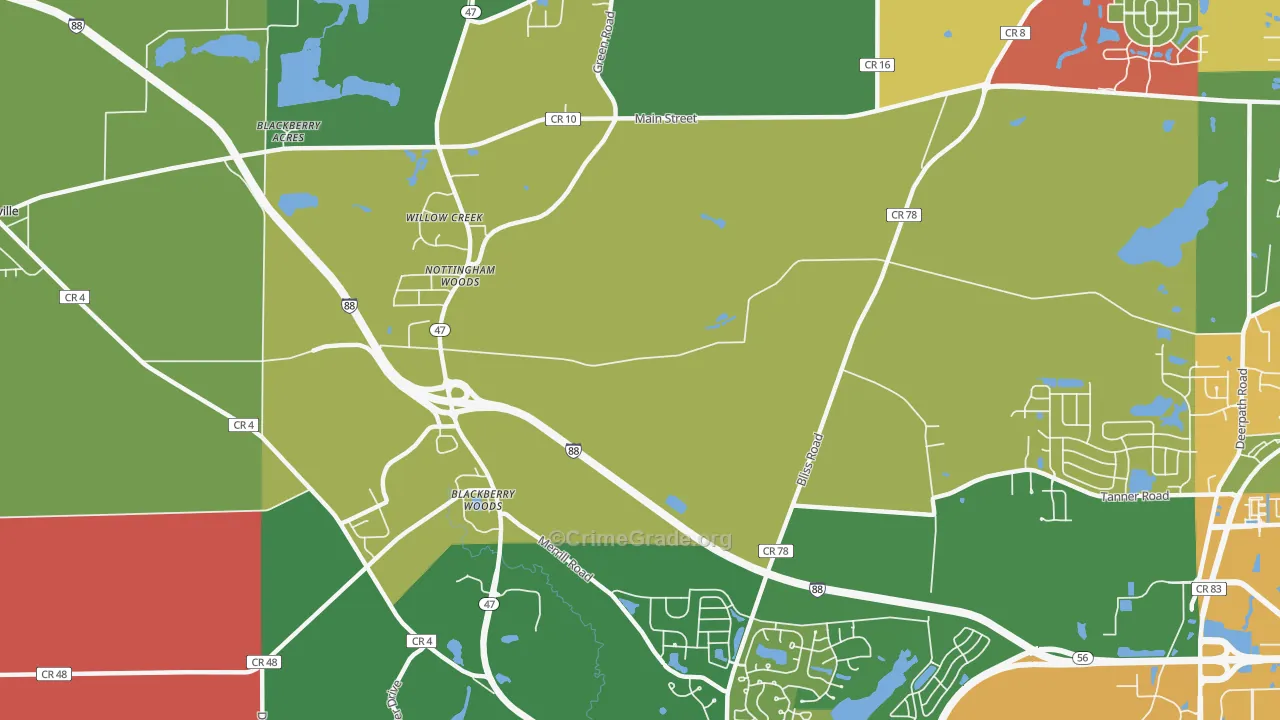 Nottingham Woods, IL Map of Arson Rates