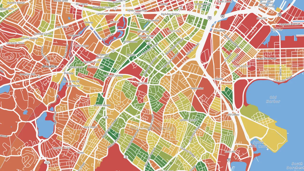 Nubian Square, Boston, MA Map of Arson Rates