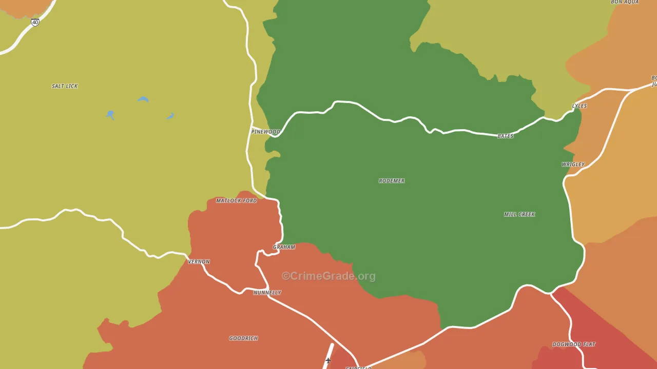 Nunnelly, TN Map of Arson Rates