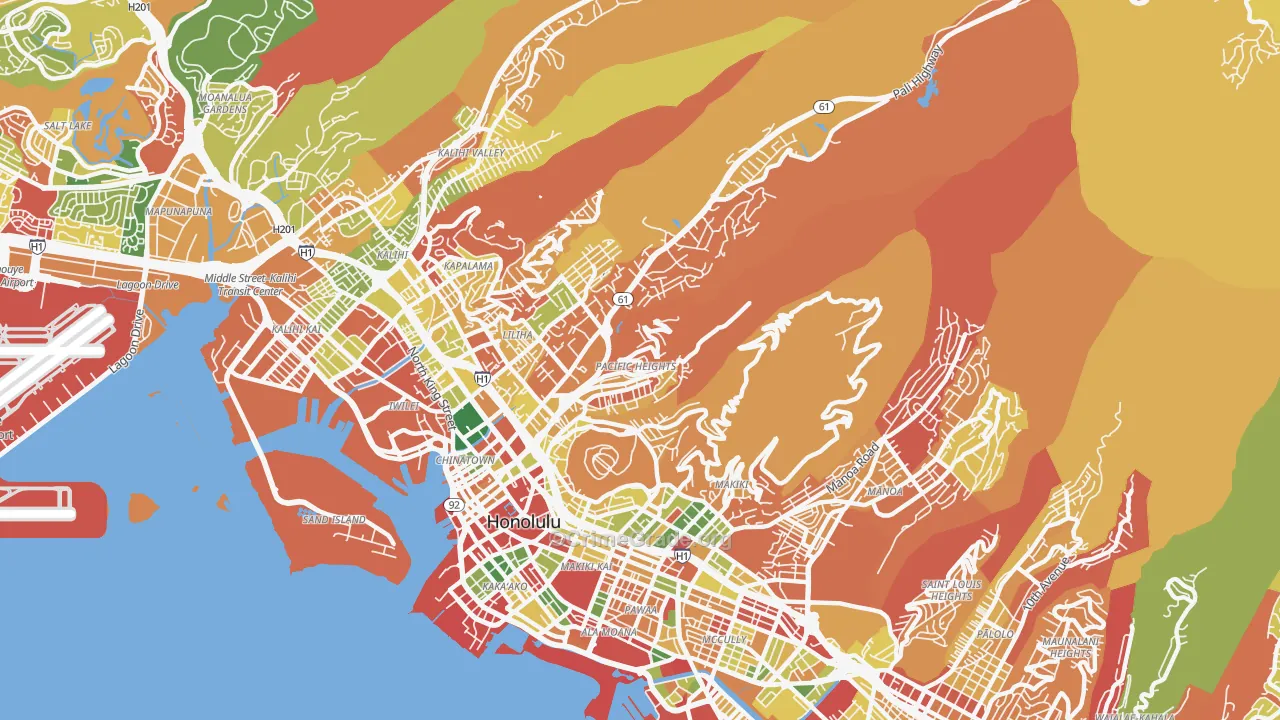 Nuuanu-Punchbowl, Honolulu, HI Map of Arson Rates