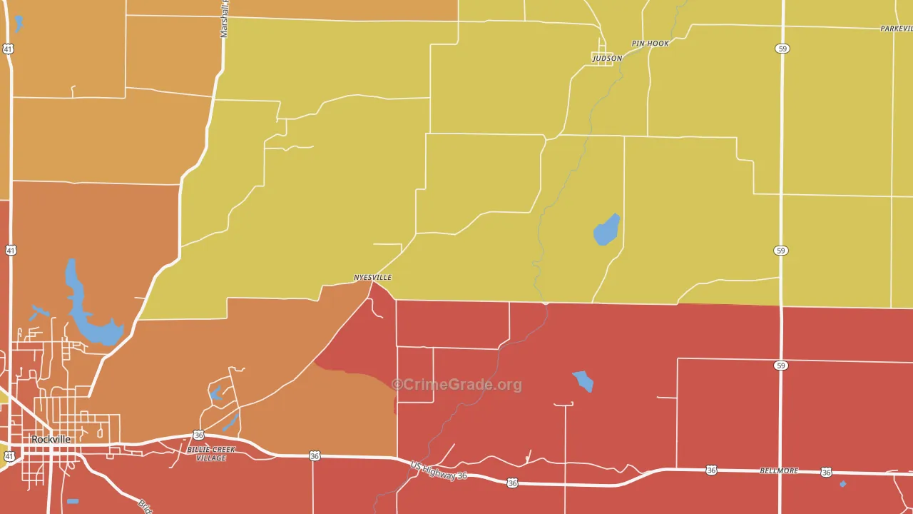 Nyesville, IN Map of Arson Rates