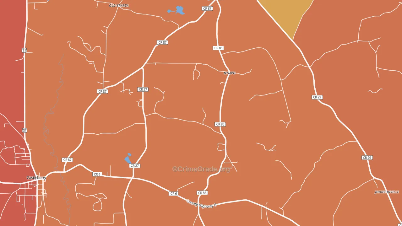 Nymph, AL Map of Arson Rates