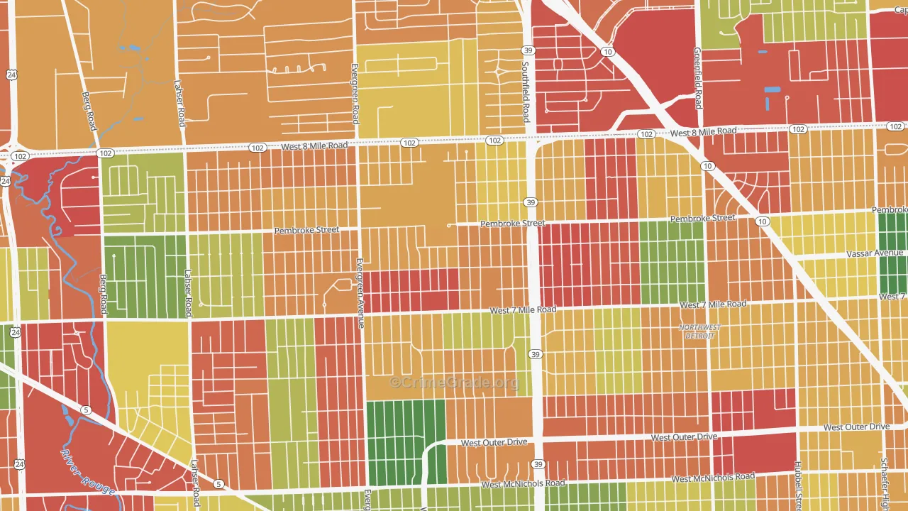 O Hair Park, Detroit, MI Map of Arson Rates