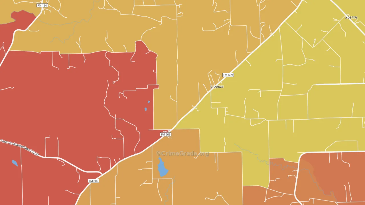 O'Quinn, TX Map of Arson Rates
