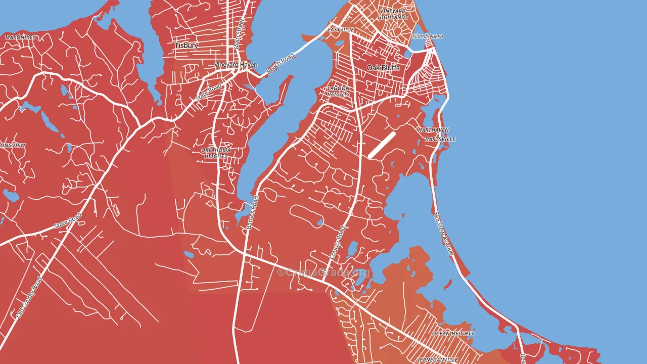Oak Bluffs, MA Map of Arson Rates