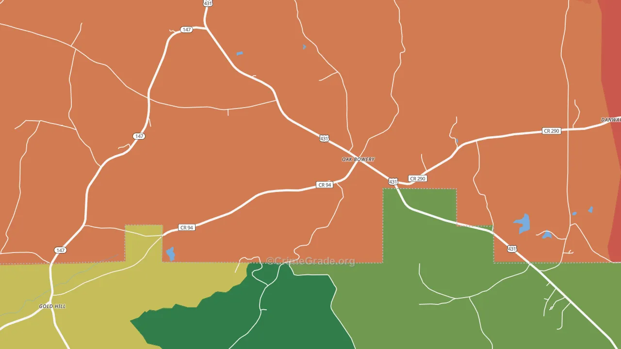 Oak Bowery, AL Map of Arson Rates