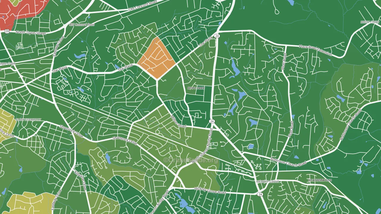 Oak Forest, Charlotte, NC Map of Arson Rates