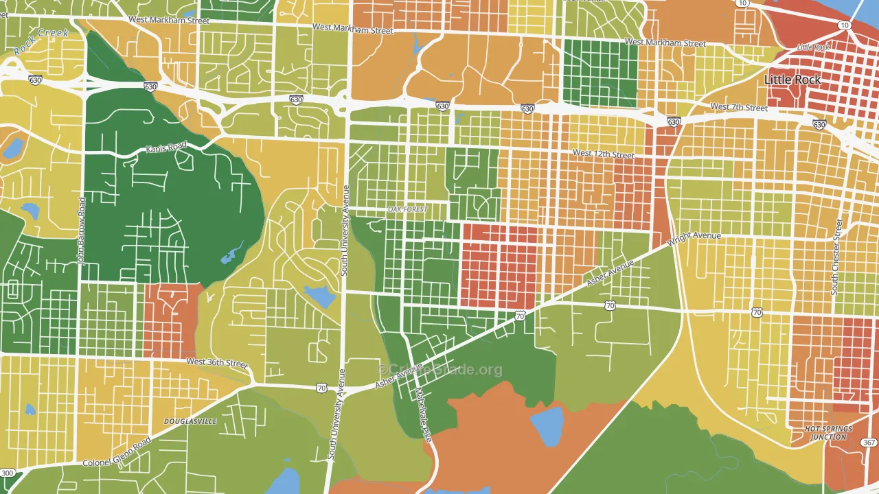 Oak Forest, Little Rock, AR Map of Arson Rates