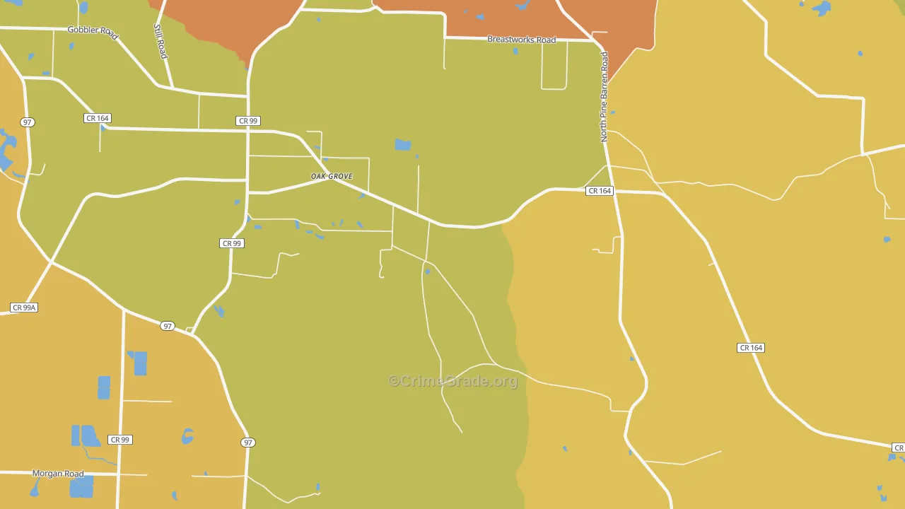 Oak Grove, FL Map of Arson Rates