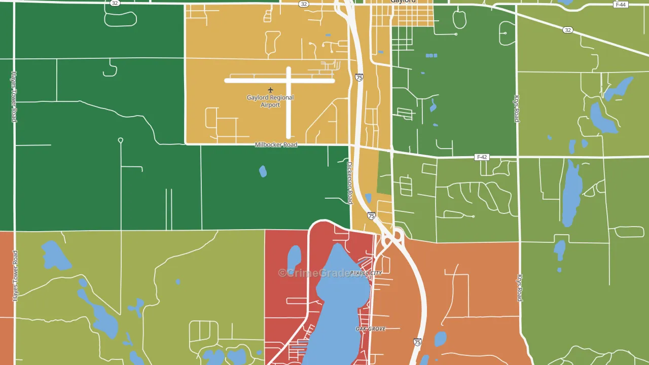 Oak Grove, MI Map of Arson Rates