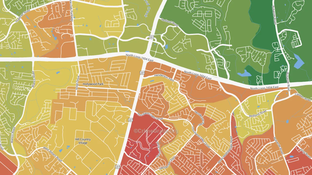 Oak Haven Heights, San Antonio, TX Map of Arson Rates