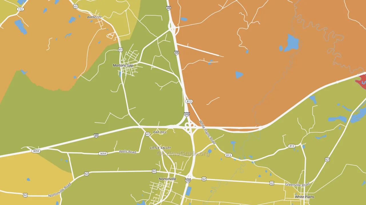 Oak Hill, KY Map of Arson Rates