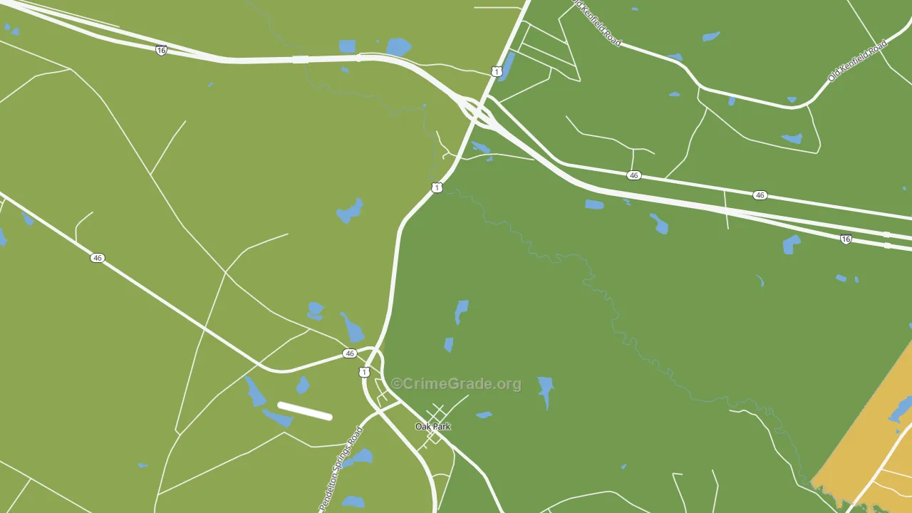 Oak Park, GA Map of Arson Rates