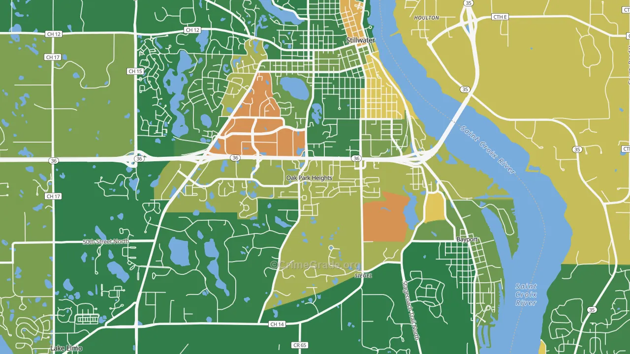 Oak Park Heights, MN Map of Arson Rates