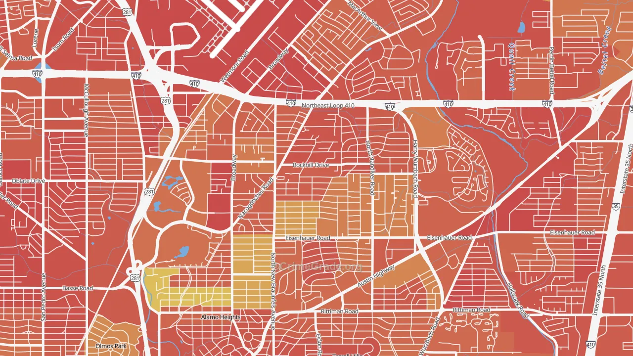 Oak Park-Northwood, San Antonio, TX Map of Arson Rates