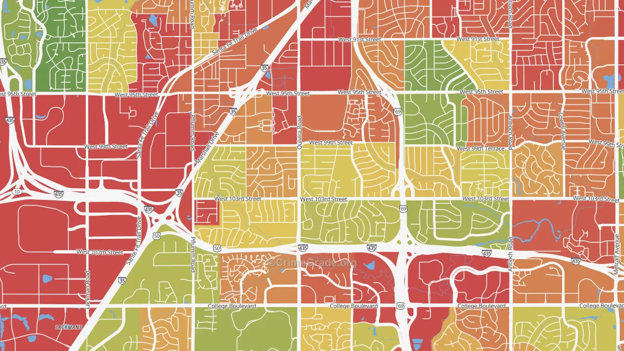 Oak Park, Overland Park, KS Map of Arson Rates