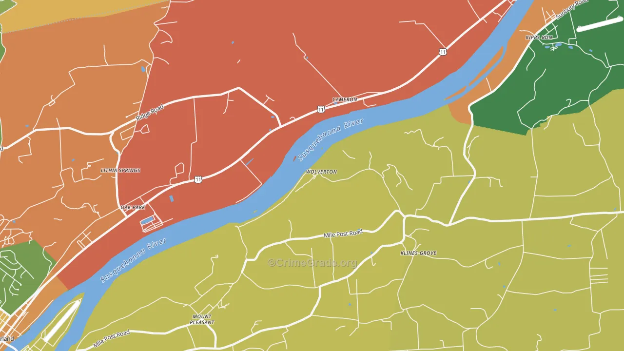 Oak Park, PA Map of Arson Rates