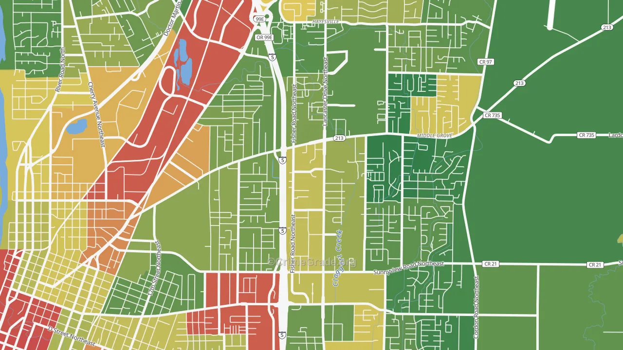 Oak Park, Salem, OR Map of Arson Rates