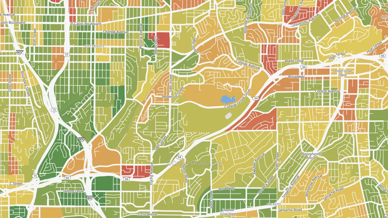 Oak Park, San Diego, CA Map of Arson Rates