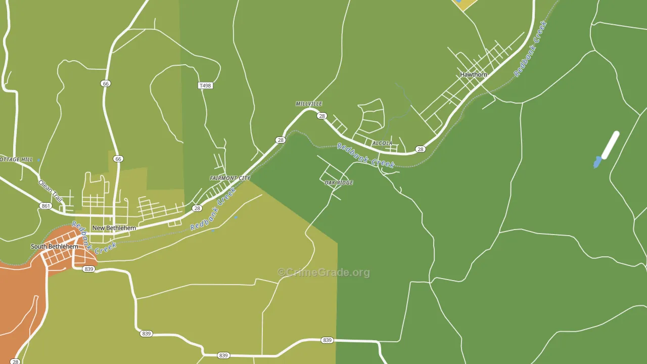 Oak Ridge, PA Map of Arson Rates