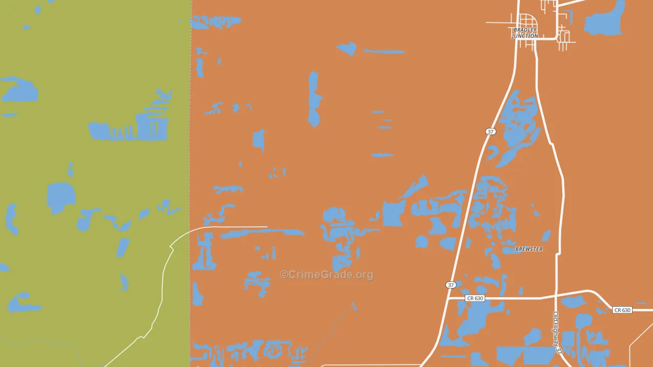 Oak Terrace, FL Map of Arson Rates