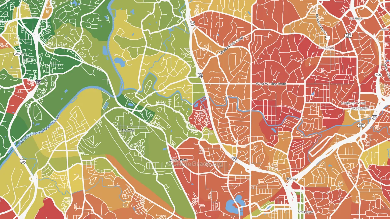 Oakdale, Atlanta, GA Map of Arson Rates