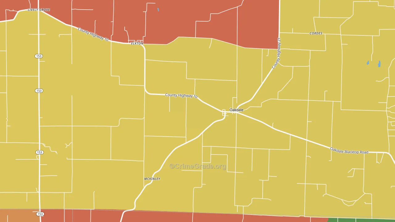 Oakdale, IL Map of Arson Rates