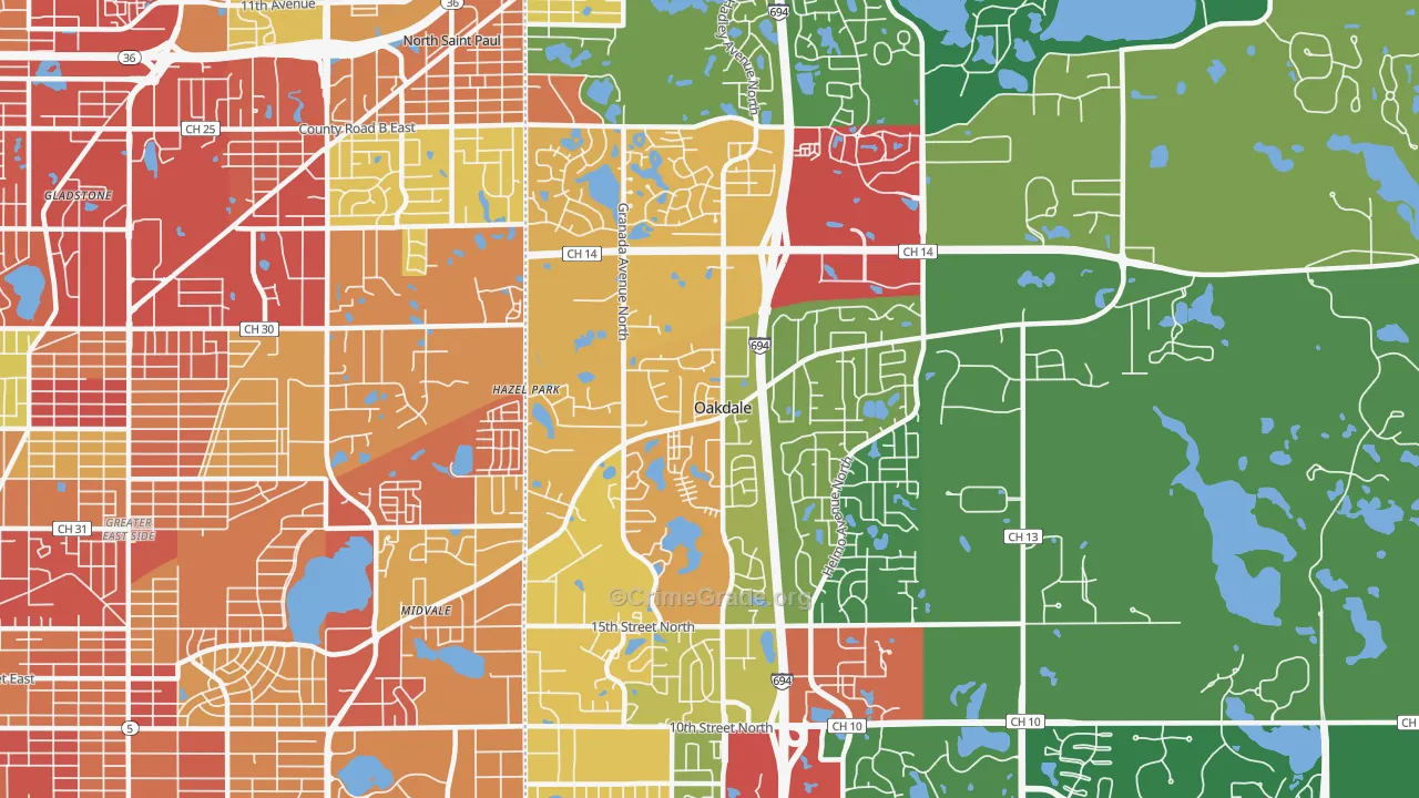 Oakdale, MN Map of Arson Rates