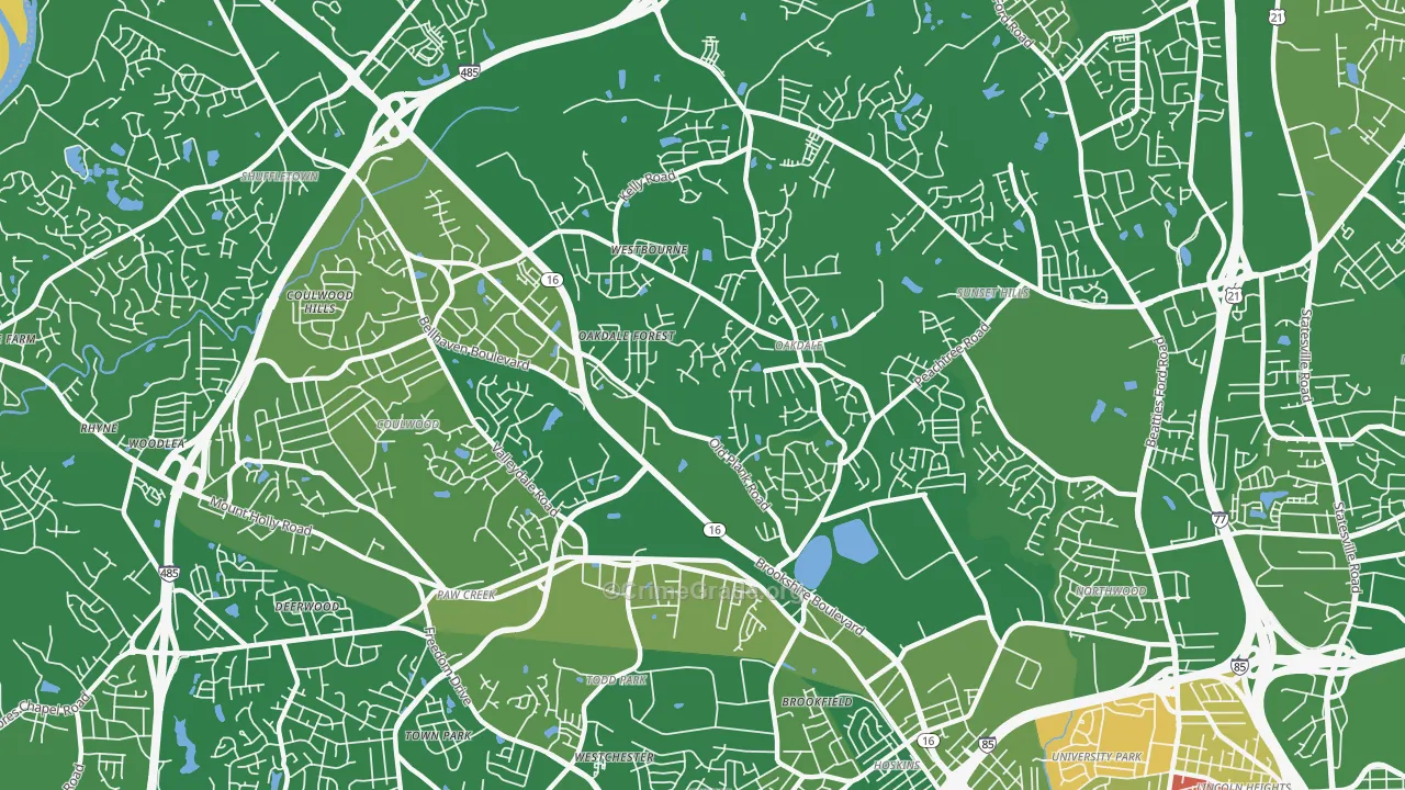 Oakdale South, Charlotte, NC Map of Arson Rates