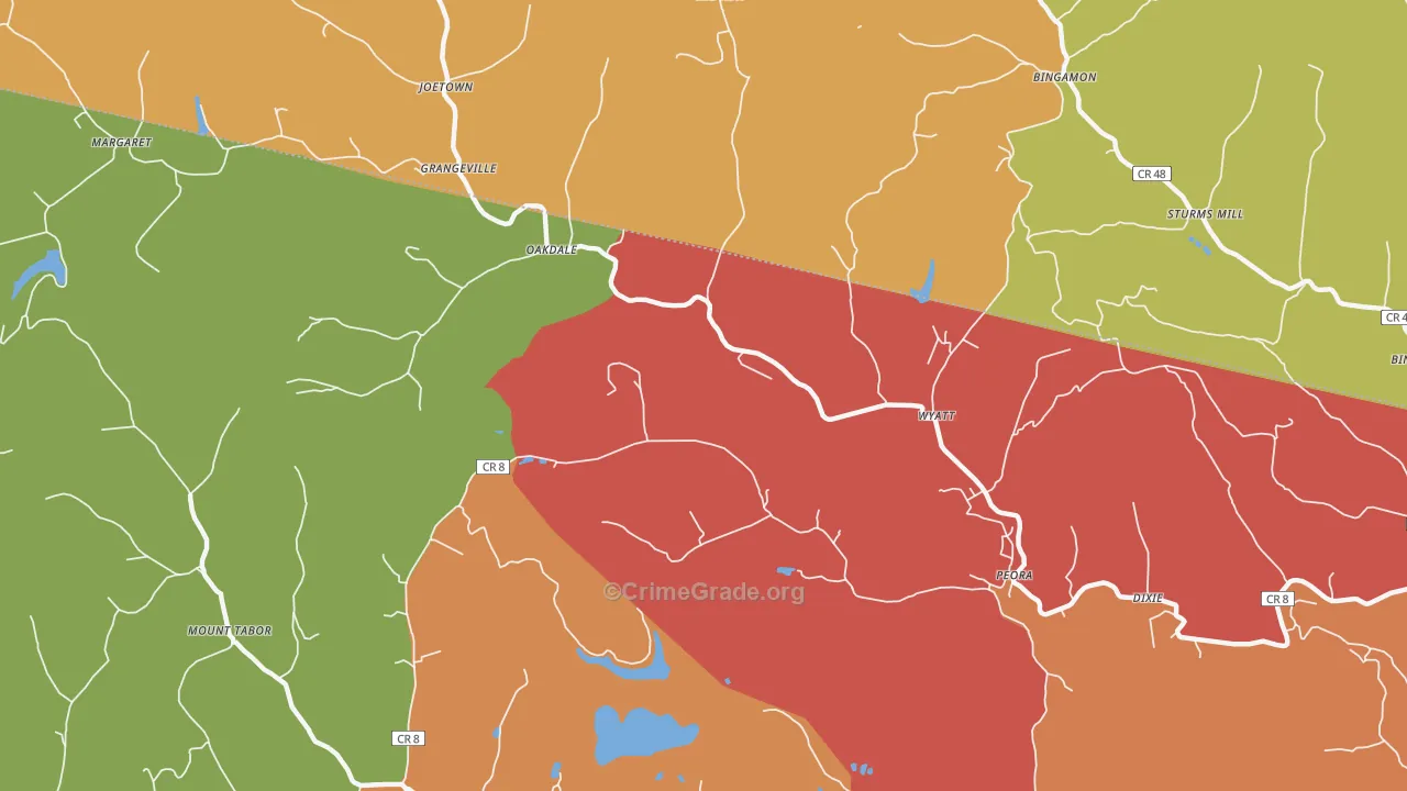 Oakdale, WV Map of Arson Rates