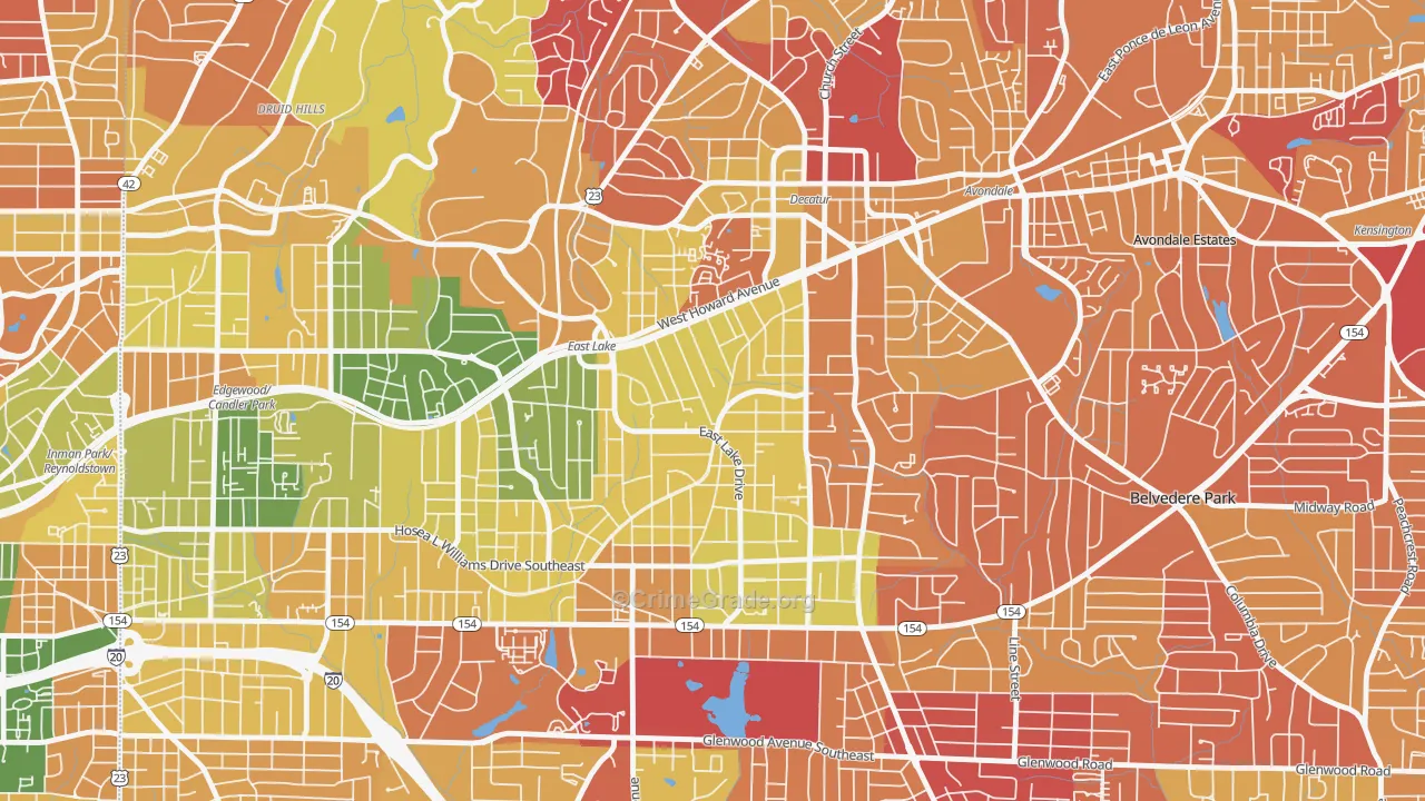 Oakhurst, Decatur, GA Map of Arson Rates