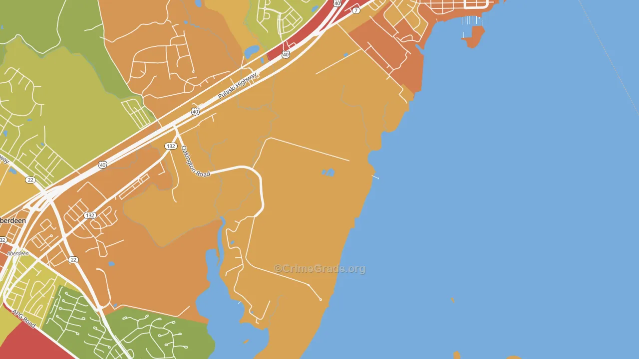 Oakington, MD Map of Arson Rates