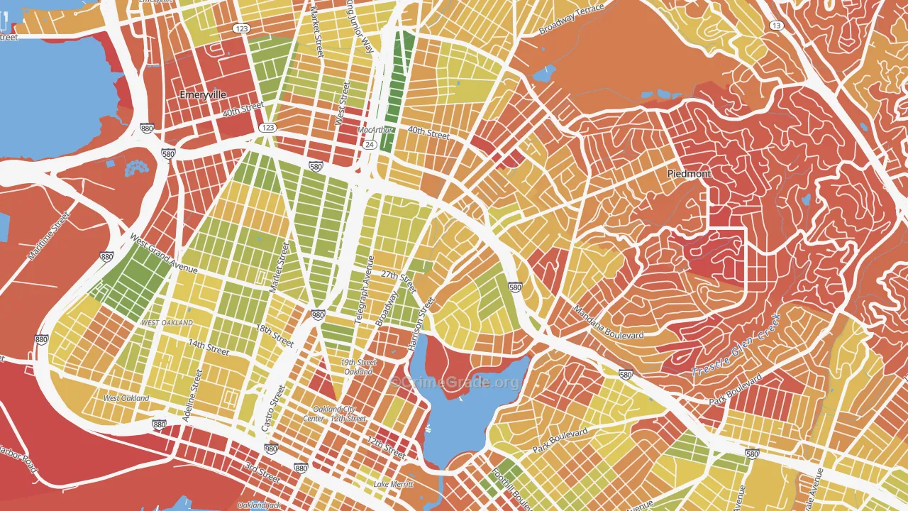 Oakland Ave-Harrison Street, Oakland, CA Map of Arson Rates