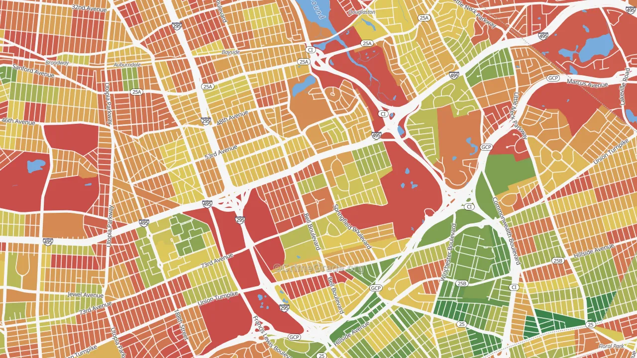 Oakland Gardens, Queens, NY Map of Arson Rates