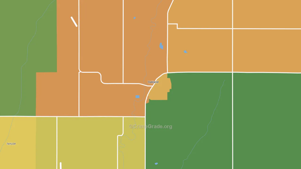 Oakland, IA Map of Arson Rates