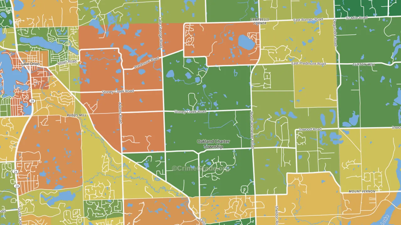 Oakland, MI Map of Arson Rates
