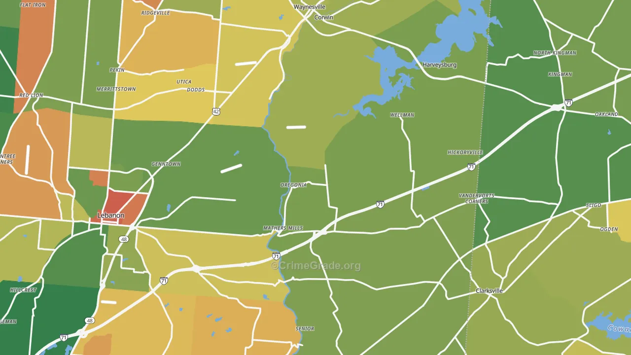 Oakland, OH Map of Arson Rates